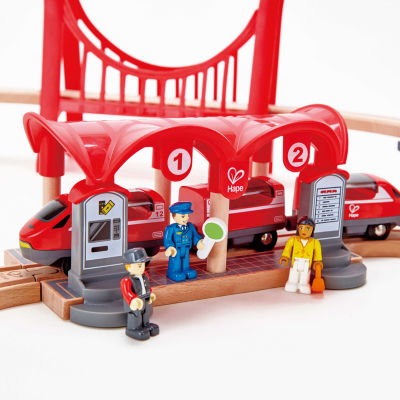 Hape Train Set: Busy City Rail Set Interactive Toy