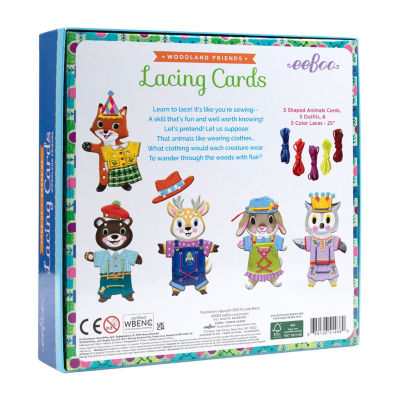 Eeboo Lacing Cards Woodland Friends Discovery Toy