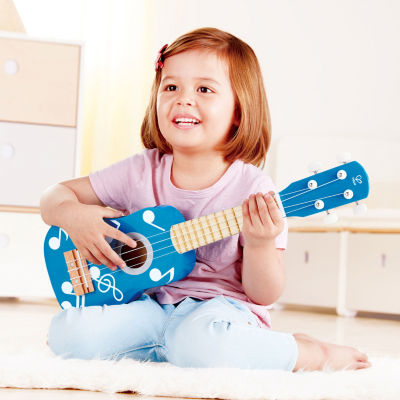 Hape Kid'S Wooden Toy Ukulele - Blue Dot