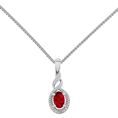 Womens Diamond Accent & Lab Created Ruby Sterling Silver Pendant ...