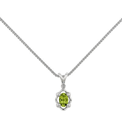 Womens Diamond Accent Genuine Green Peridot Sterling Silver Pendant ...