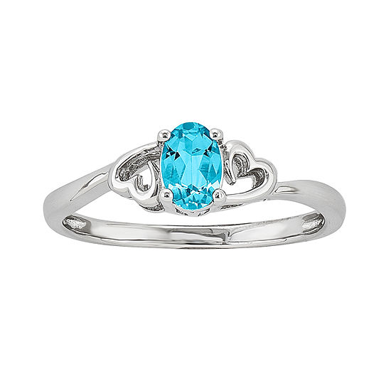 Womens Genuine Blue Topaz Sterling Silver Solitaire Cocktail Ring