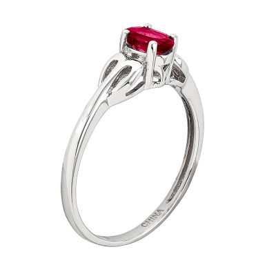 Womens Lab Created Ruby Sterling Silver Delicate Ring