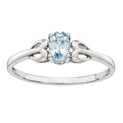 Womens Genuine Blue Aquamarine Sterling Silver Delicate Cocktail Ring ...