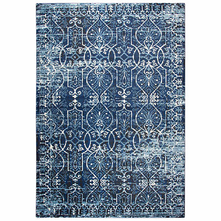 Rizzy Home Panache Collection Vivienne Scroll Rectangular Rugs, One Size, Blue