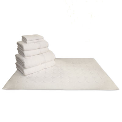 Linum Home Textiles Terry 7-pc Towel and Geometric Tubmat Set