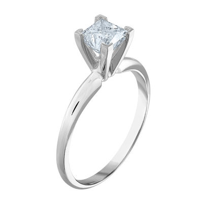 Deluxe Collection (I / I2) Womens 1 CT. Genuine White Diamond 14K White Gold Solitaire Engagement Ring