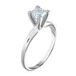 Deluxe Collection Womens 1 CT. T.W. Genuine White Diamond 14K White Gold Solitaire Engagement Ring