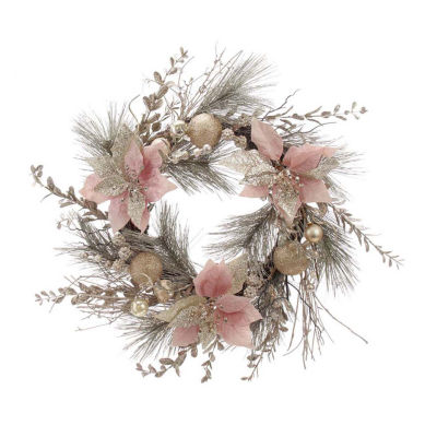 Kurt Adler Champagne And Gold Indoor Christmas Wreath