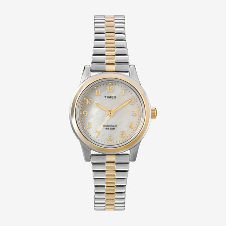 Timex Womens Two Tone Mother-of-Pearl Expansion Watch, One Size, No Clr