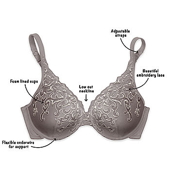 Playtex Secrets Side Smoothing Embroidered Underwire Bra in Warm  Steel/Pearl (4513), Size 42B, HerRoom.com