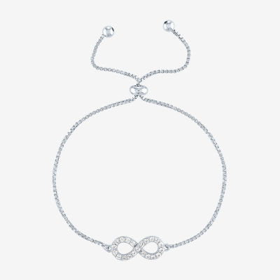 Limited Time Special! Lab Created White Sapphire Sterling Silver Infinity Bolo Bracelet