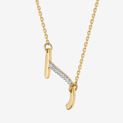 Gold Lock Necklace with Initial Letter Zircon, G