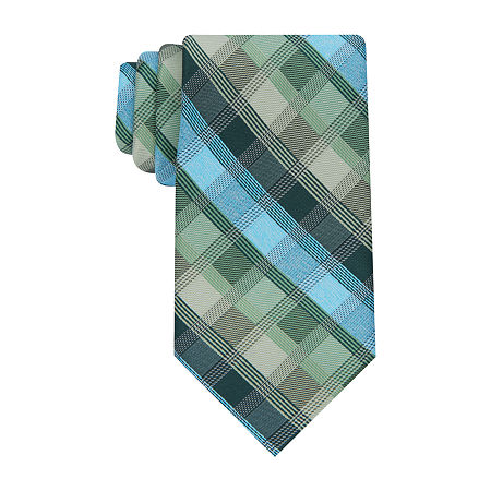 Stafford Checked Tie, One Size, Green