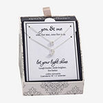Sparkle Allure You & Me 2-pc. Cubic Zirconia Pure Silver Over Brass 16 Inch Link Moon Star Necklace Set