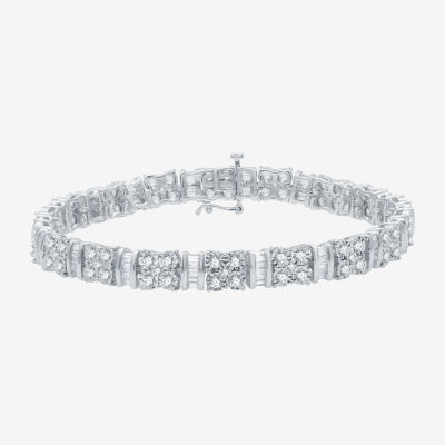(H-I / I1) Womens 4 CT. T.W. Lab Grown Diamond 10K White Gold 7.5 Inch Tennis Bracelet