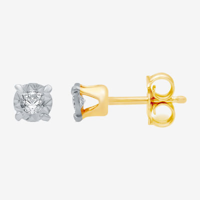 Diamond-Accent Stud Earrings 10K Yellow Gold