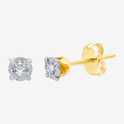 Diamond-Accent Stud Earrings 10K Yellow Gold