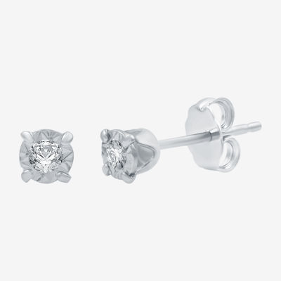 Diamond-Accent Stud Earrings 10K White Gold