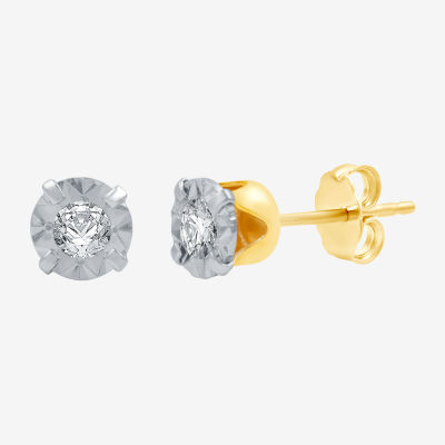 1/5 CT.T.W. Natural Round Natural Diamond 10K Yellow Gold Stud Earrings