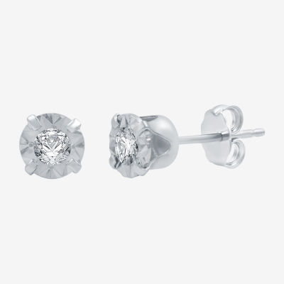 1/5 CT. T.W .Natural Diamond 10K White Gold Stud Earrings