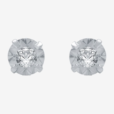 1/5 CT. T.W .Natural Diamond 10K White Gold Stud Earrings