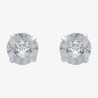 1/5 CT. T.W .Natural Diamond 10K White Gold Stud Earrings