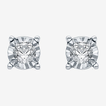 1/6 CT. T.W. Genuine White Diamond Sterling Silver 5.6mm Stud Earrings
