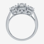 Love Lives Forever Womens 1 CT. T.W. Genuine White Diamond 10K White Gold 3-Stone Engagement Ring