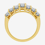 1/10 CT. T.W. Diamond 7-Row 14K Gold Over Silver Ring