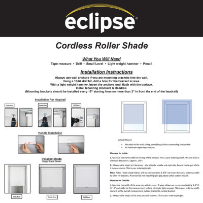 Eclipse Holden Energy Saving Cordless Light-Filtering Roller Shade