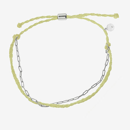Itsy Bitsy Silver Chain & Yellow Bolo Cord Bracelet, One Size