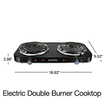Proctor Silex Electric Double Burner Cooktop - Black