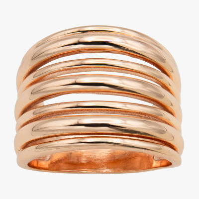 Sparkle Allure Faux Stacked 18K Rose Gold Over Brass Band