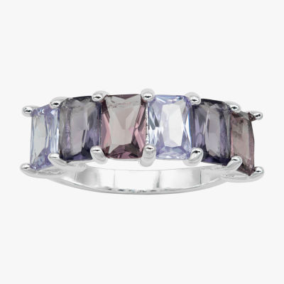 Sparkle Allure 6 Stone Crystal Pure Silver Over Brass Rectangular Band