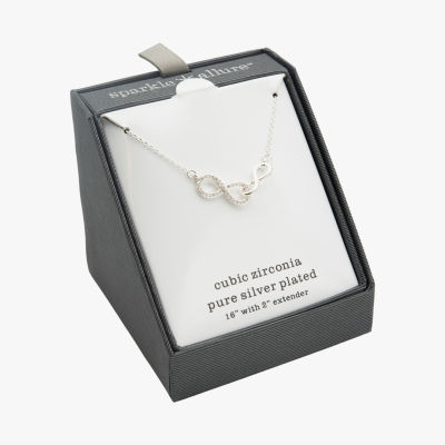 Sparkle Allure Cubic Zirconia Pure Silver Over Brass 16 Inch Link Infinity Pendant Necklace