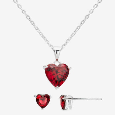 Sparkle Allure 2-pc. Crystal Pure Silver Over Brass Heart Jewelry Set