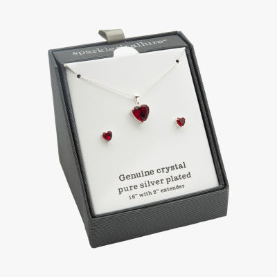 Sparkle Allure 2-pc. Crystal Pure Silver Over Brass Heart Jewelry Set