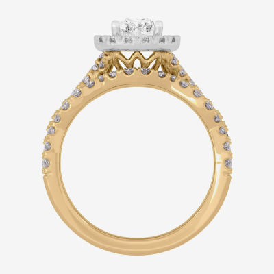 (H-I / Si1-Si2) Womens 1 7/8 CT. T.W. Lab Grown White Diamond 10K White Gold Pear Side Stone Halo Bridal Set