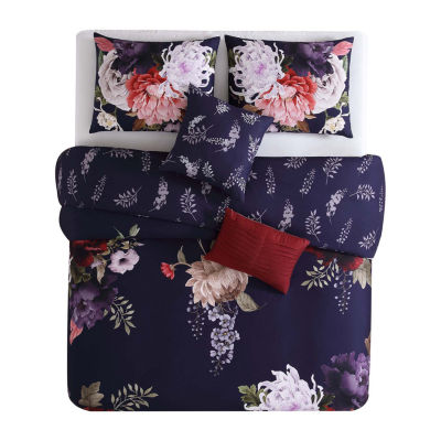 Bebejan Deep Purple Garden 5-pc. Midweight Reversible Comforter Set