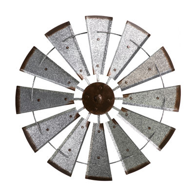 Glitzhome Farmhouse Metal Galvanized Wind Spinner Metal Wall Art