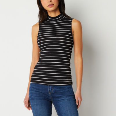 Heathered Ribbed Mock Neck Top