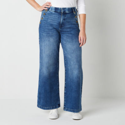 Loft Mariner High Rise Wide Leg Jeans Vivid Light Indigo Wash