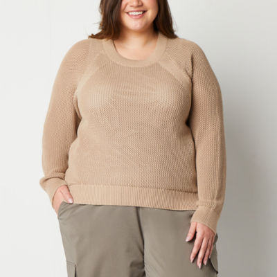 Stylus Plus Womens Crew Neck Long Sleeve Pullover Sweater
