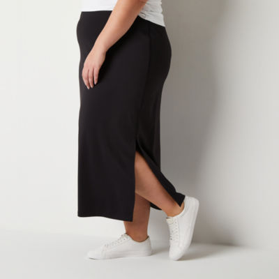 Stylus Womens Mid Rise Midi A-Line Skirt-Plus
