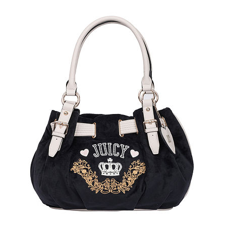 Juicy By Juicy Couture Retro Chic Velour Tote Bag In Black