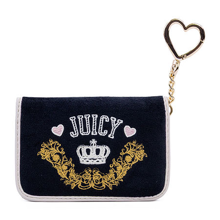 Juicy By Juicy Couture Retro Chic Velour Womens Flip Fold Wallet In Black