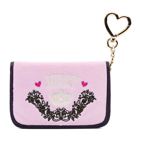 Juicy By Juicy Couture Retro Chic Velour Womens Flip Fold Wallet In Pink