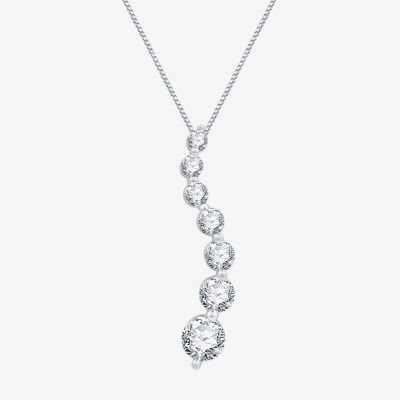 (G/Si1-Si2) Womens 1 CT. T.W. Lab Grown White Diamond 10K White Gold 18 Inch Pendant Necklace