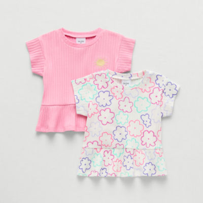 Okie Dokie Toddler Girls Round Neck Short Sleeve 2-pc. Peplum Top
